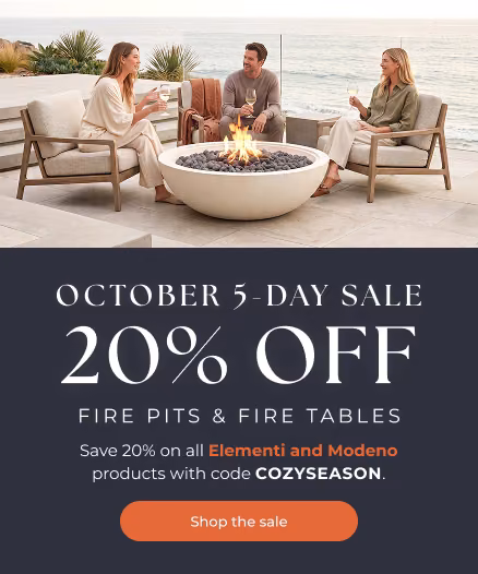 Elementi outdoor fire pits featured in a limited-time 5-day sale at AuthenTEAK.
